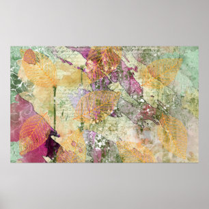 Poster Folha de Folha Laranja Dourada Folha Folha de Folh