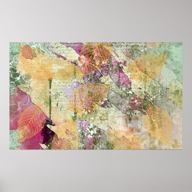 Poster Folha de Folha Laranja Dourada Folha Folha de Folh (Frente)