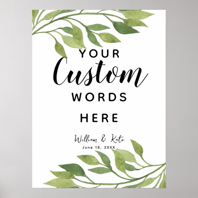 Pôster folha de folhagem verde crie seu próprio costume (Frente)