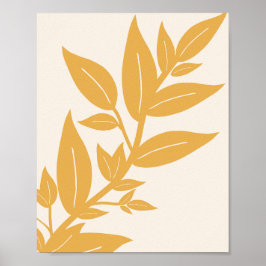 Poster Folha De Mostarda Amarelo E Creme Branco Botânico