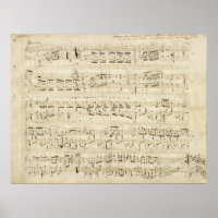 Folha de música em pergaminho manuscrita a tinta