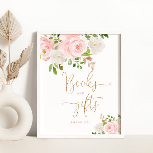 Poster Folha de ouro floral Blush Livros e presentes