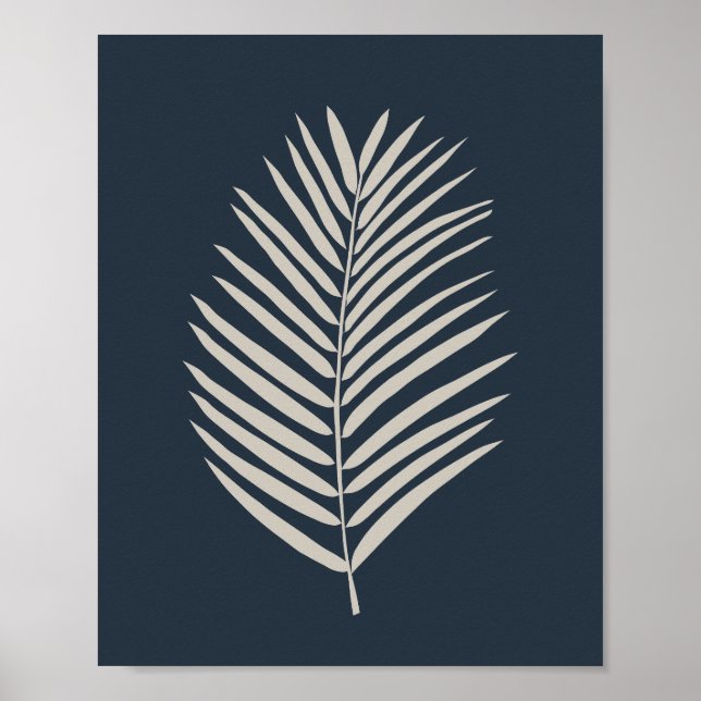 Poster Folha de Palmeira Azul Marinho e Creme (Frente)