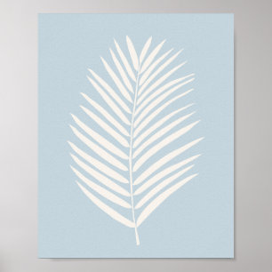 Poster Folha de Palmeira Creme e Azul Claro