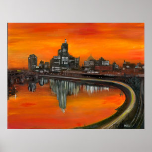 Pôster Folha de ruas de 36" x 28" 1965 Óleo em gesso impr