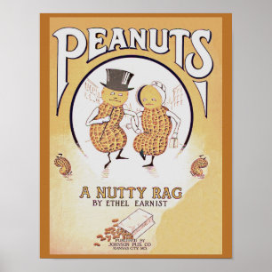 Poster Folha de Vintage Cobrir de Música Amendoins Uma c
