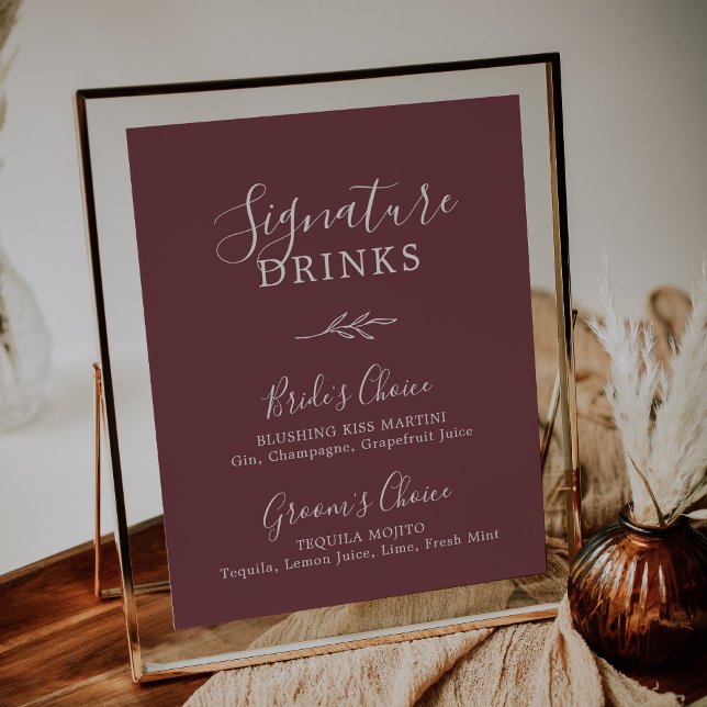 Poster Folha mínima | Bebidas De Assinatura Borgonhosas (Criador carregado)