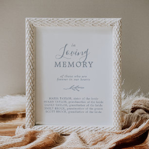 Poster Folha Mínima Placa Memorial Azul Em Memória Amor