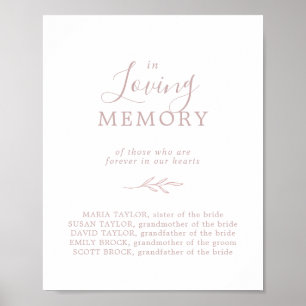 Poster Folha Mínima Placa Memorial Rosa Em Memória Amor