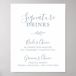 Poster Folha mínima   Símbolo Dusty Blue Signature Drinks