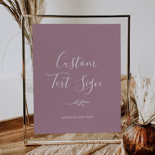 Poster Folha mínima | Sinal de texto personalizado bege (Criador carregado)