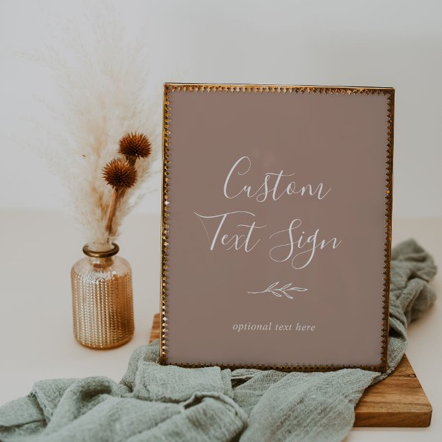 Poster Folha mínima | Sinal de texto personalizado neutro (Criador carregado)