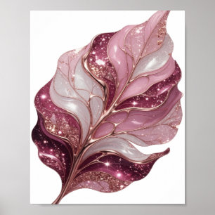 POSTER FOLHA ROSA E BRANCA RELUZENTE COM ESTRELAS BRILHAN