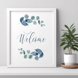 Poster Folhagem de Aquarela Simples de Eucalipto Empoeira