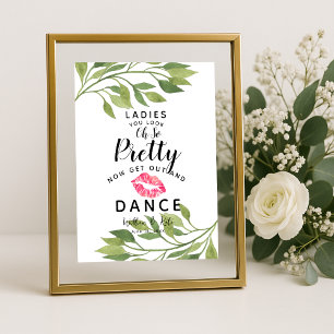 Pôster Folhagem de folha verde Sinal de casamento Damas B