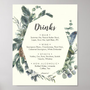 Poster Folhagem de Inverno   Letreiro de Menu de Bebidas 
