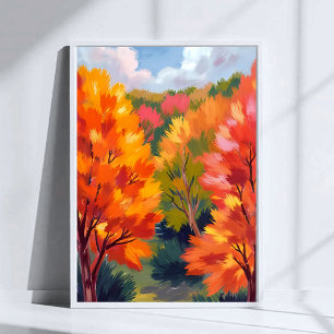 Poster Folhagem de Outono Aquarela de Folhas de Outono