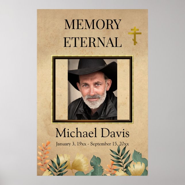 Poster Folhagem de outono Ortodoxo Funerário Cristão (Frente)