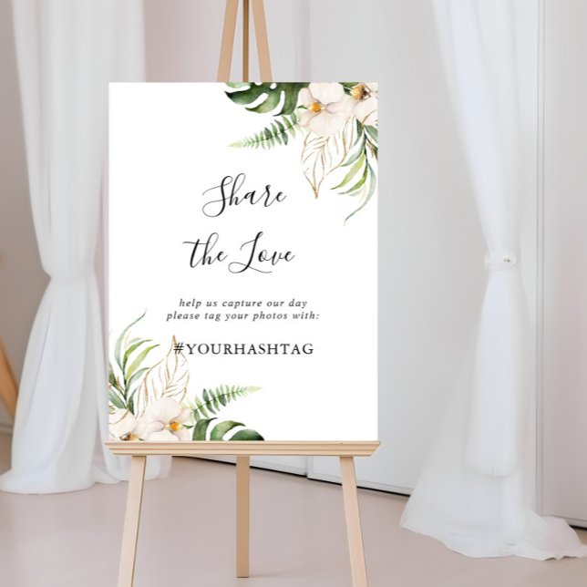 Poster Folhagem Tropical Dourada Compartilha o Sinal de H (Criador carregado)