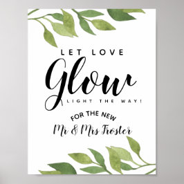 Pôster folhagem verde deixa o amor brilhar festa de casam