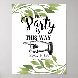 Poster folhagem verde DESTA MANEIRA SINAL DE PONTO FINGER