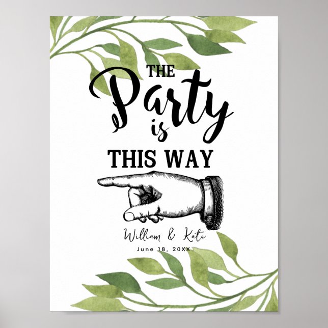 Poster folhagem verde DESTA MANEIRA SINAL DE PONTO FINGER (Frente)