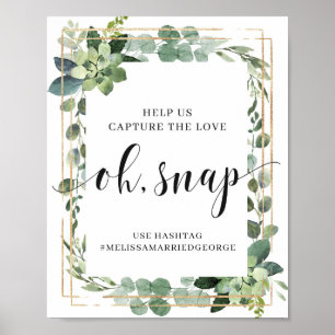 Poster Folhagem verde suculenta captura o sinal de amor