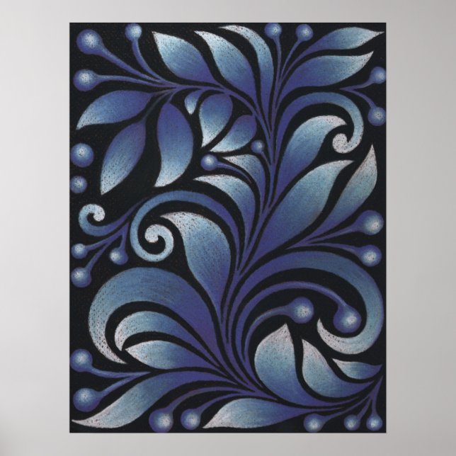 Pôster folhas azuis (Frente)