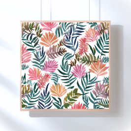 Poster Folhas Botânicas Aquarela | Floral Colorido