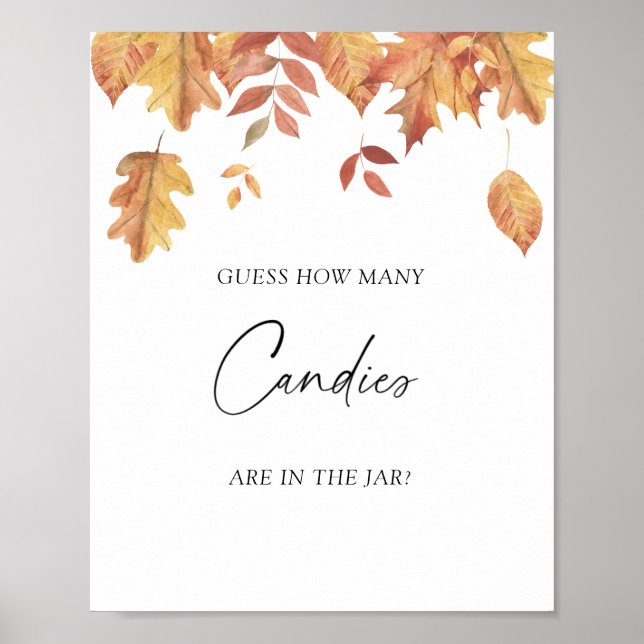 Poster Folhas caindo - adivinhe quantos doces Cartaz (Frente)