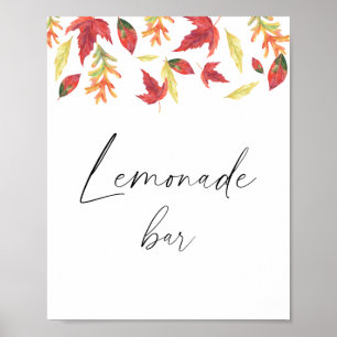 Poster Folhas caindo em aquarela - bar de limonada