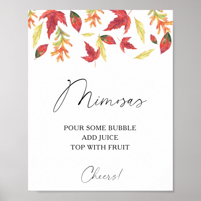 Poster Folhas caindo em aquarela - mimosas (Frente)