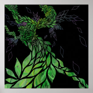 Poster Folhas com textura moderna na canvas de abstrato p