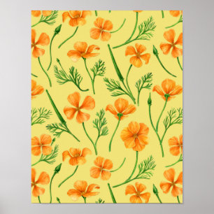 Poster Folhas da Califórnia, flores no verão, verdinho