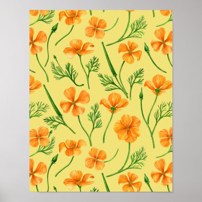 Poster Folhas da Califórnia, flores no verão, verdinho (Frente)