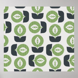 Poster Folhas de Abstrato retrô: Estilo de Vintagem sem c