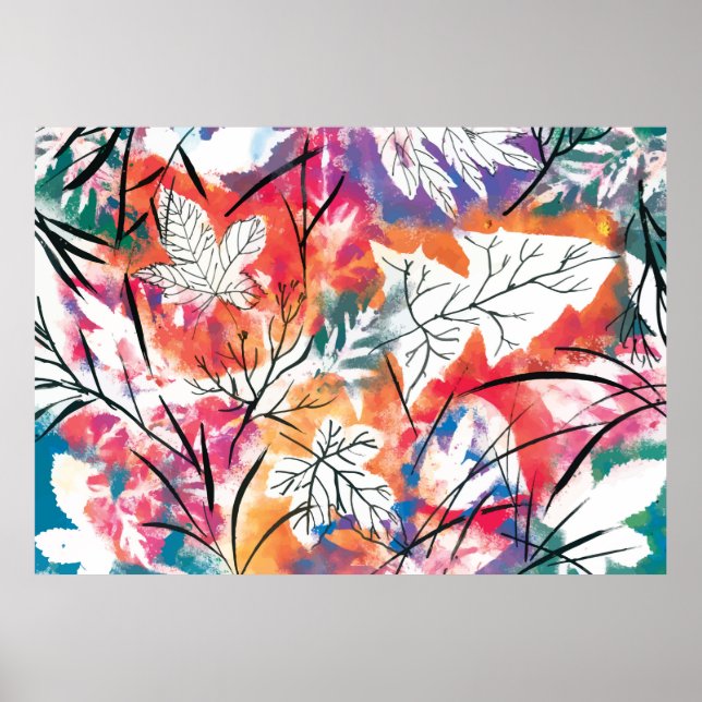 Poster Folhas de aquarela (Frente)