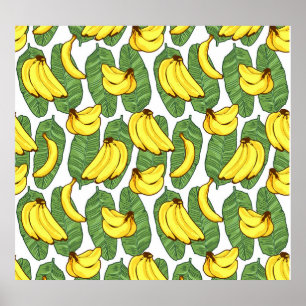 Poster Folhas de Banana: Padrão de Fruta Tropical