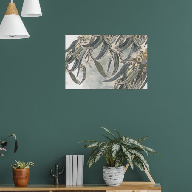 Poster Folhas de Eucalipto em Aquarela Verdejante (Sala de Estar 1)
