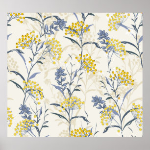 Poster Folhas de frutos amarelos do outono, sem costura c