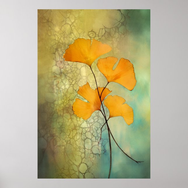 Poster Folhas de Ginkgo de Cor de Queda (Frente)