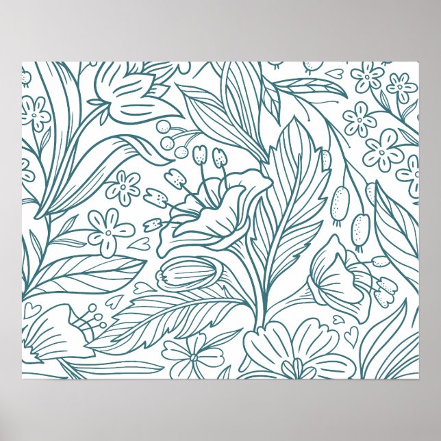 Poster Folhas de Hibisco Florais Simples e Elegantes | (Frente)