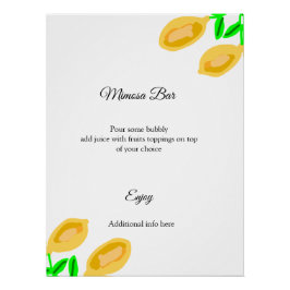 Pôster folhas de limão desenhadas à mão adicionam chuveir