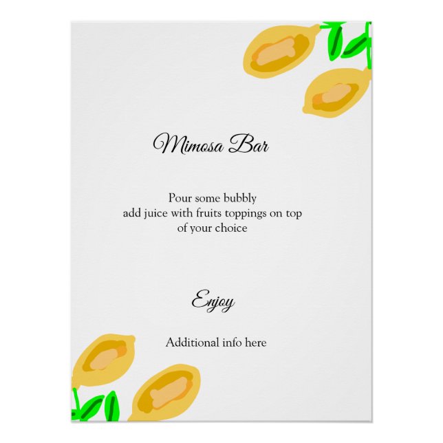 Pôster folhas de limão desenhadas à mão adicionam chuveir (Frente)