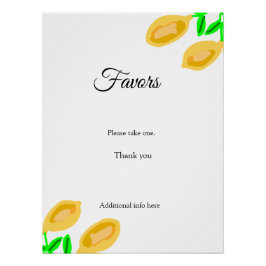 Pôster folhas de limão desenhadas à mão adicionam favor d