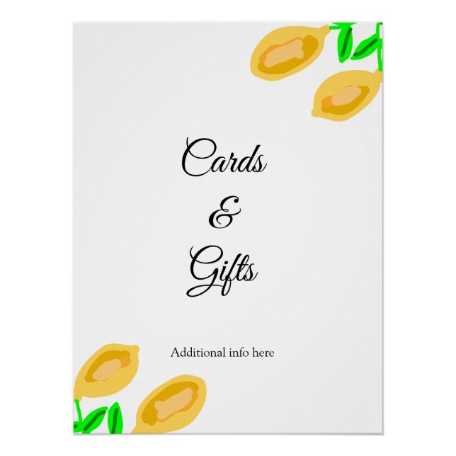 Pôster folhas de limão desenhadas à mão cartões e present (Frente)