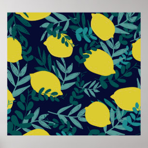 Poster Folhas de limão: fundo de ilustração vintage.