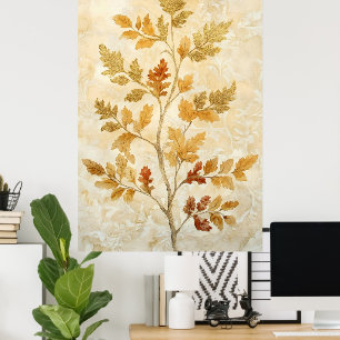 Poster folhas de ouro misturadas com tons mais quentes