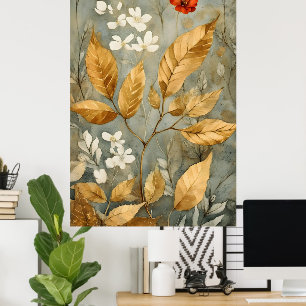 Poster folhas de ouro misturadas com tons mais quentes