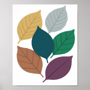 Poster Folhas de outono cinza impressionantes Motivo artí